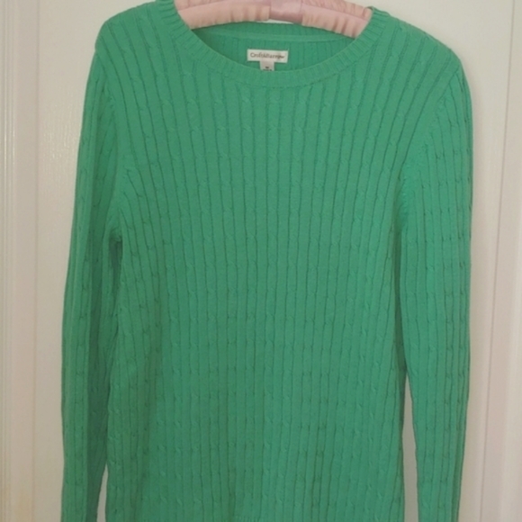 Croft & Barrow Green Cable Knit Sweater. Size Medium - Picture 2 of 9